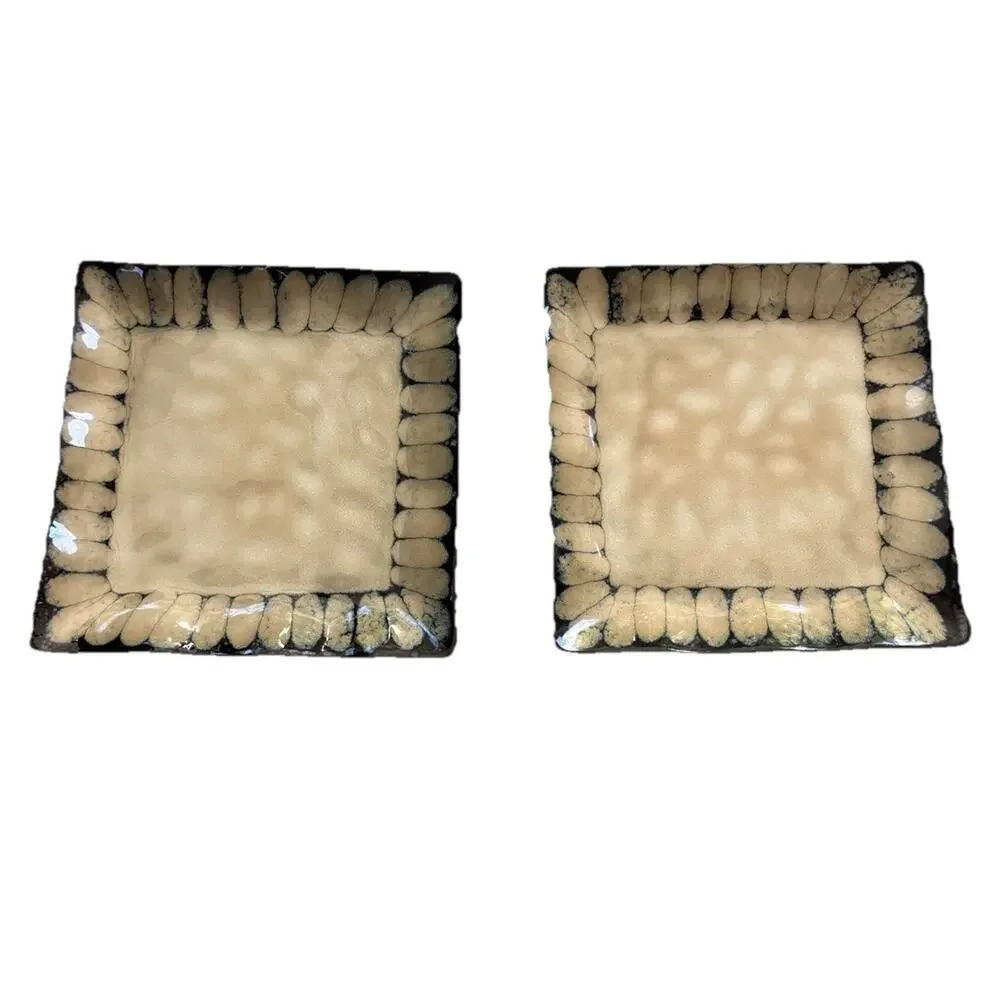 Set of 2 Pier 1 Serenity Square Stoneware Salad Plates Appetizer Plate 8